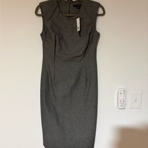 Banana Republic Charcoal Gray Sleeveless Midi Sheath Dress